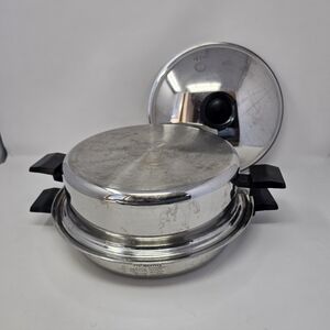 Vintage Miracle Maid Stainless Steel 5 Ply Mira-Plex Pan With Dome Lid USA